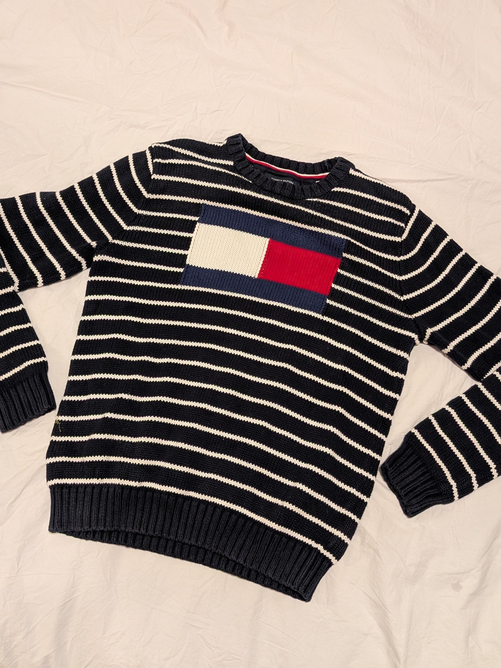 Tommy Hilfiger Striped Navy and White Knit Sweater